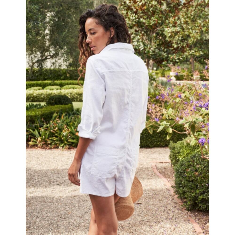 Frank & Eileen Ireland Playsuit Romper L White Linen Blend Made in USA - Picture 3 of 14